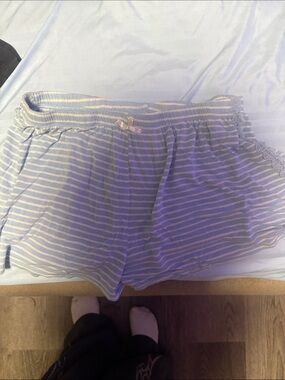 Striped Blue and White Women's Lounge Shorts